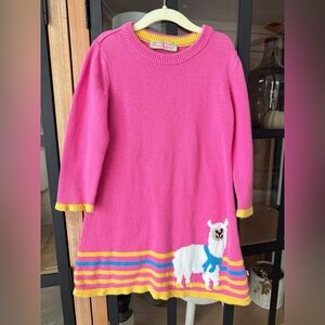Sophie & Sam llama knit sweater dress toddler girl colorful striped